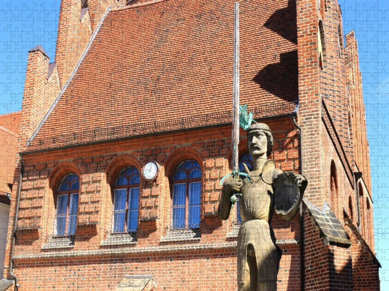 Stendal, Roland vor der Gerichtslaube des Rathauses - CALVENDO Foto-Puzzle'