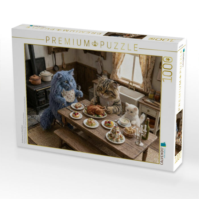 Familienessen im Katzenhaus - CALVENDO Foto-Puzzle'