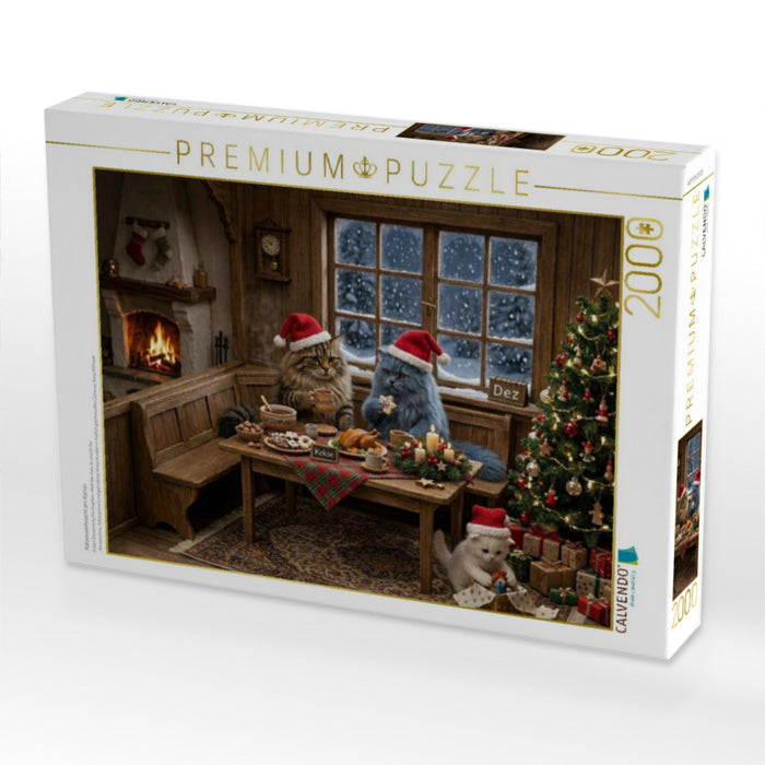 Katzenweihnacht am Kamin - CALVENDO Foto-Puzzle'