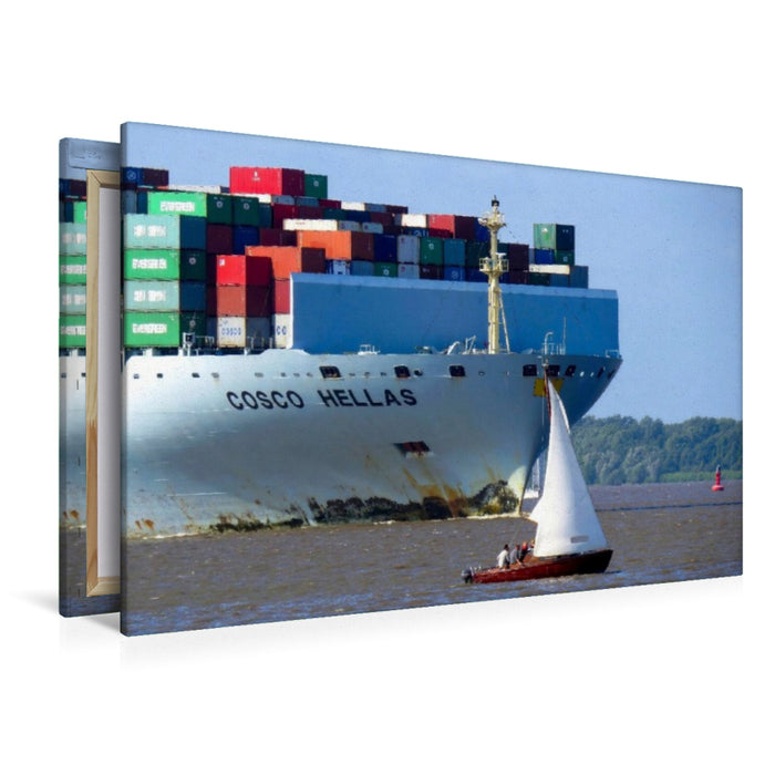 Premium Textil-Leinwand Container und Segler - welch ein Treffen