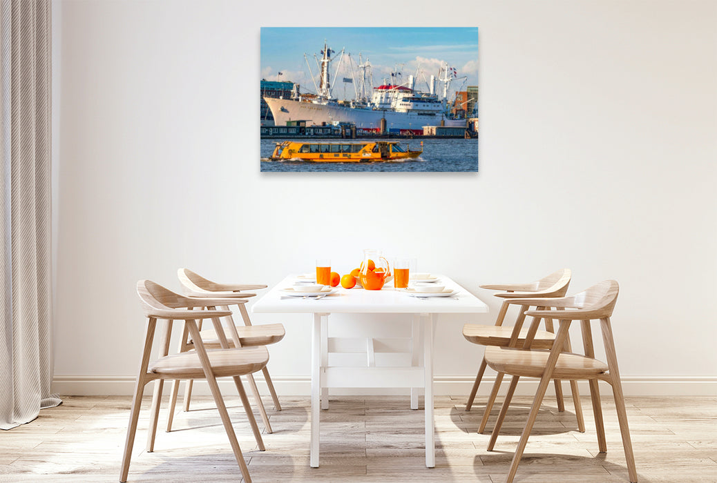 Premium Textil-Leinwand Die Cap San Diego - Museumsschiff im Hamburger Hafen