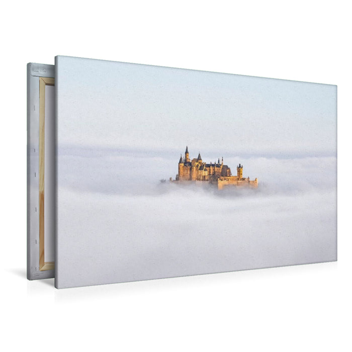 Premium Textil-Leinwand Burg Hohenzollern im Nebelmeer