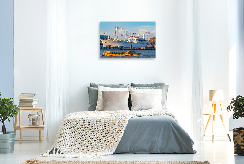 Premium Textil-Leinwand Die Cap San Diego - Museumsschiff im Hamburger Hafen