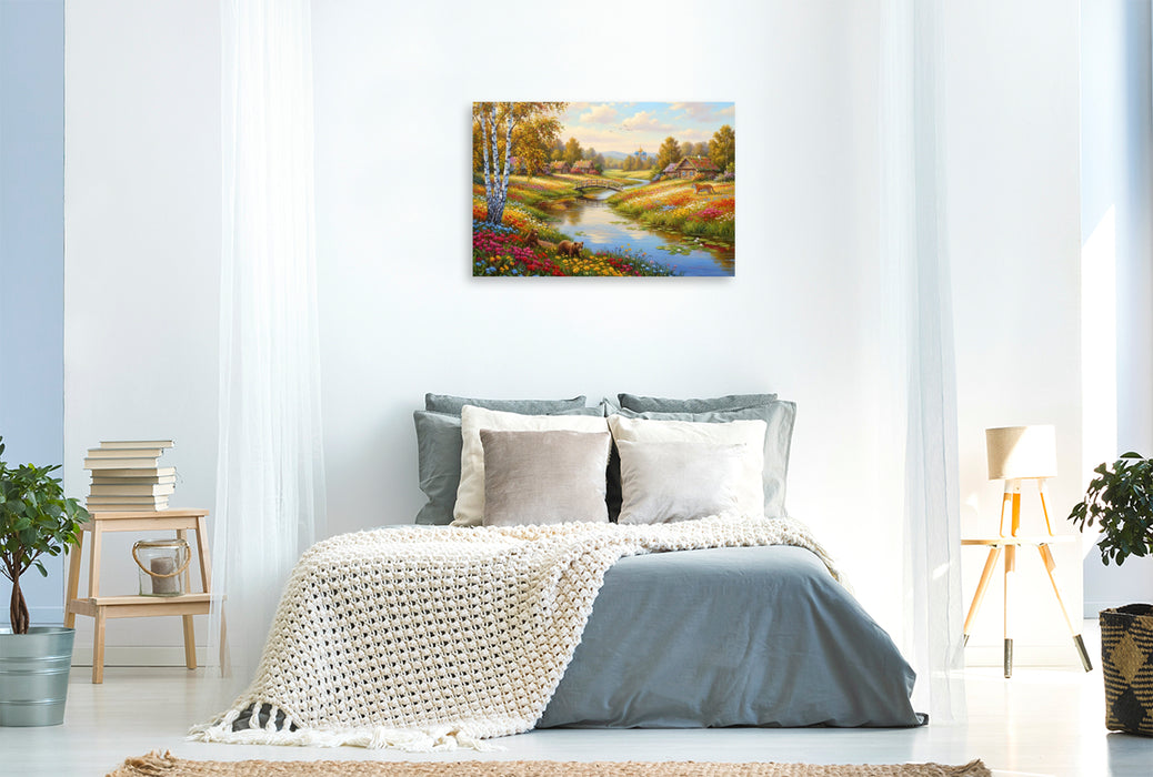 Premium Textil-Leinwand Weite der Taiga - Landschaft mit Tiger und Bären