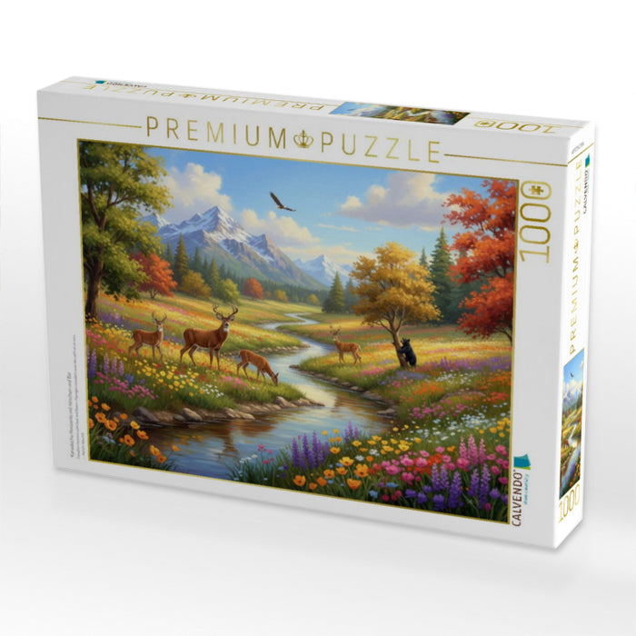 Kanadische Horizonte mit Hirschen und Bär - CALVENDO Foto-Puzzle'