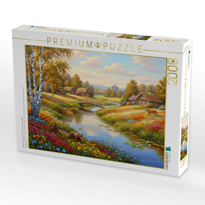 Weite der Taiga - Landschaft mit Tiger und Bären - CALVENDO Foto-Puzzle'