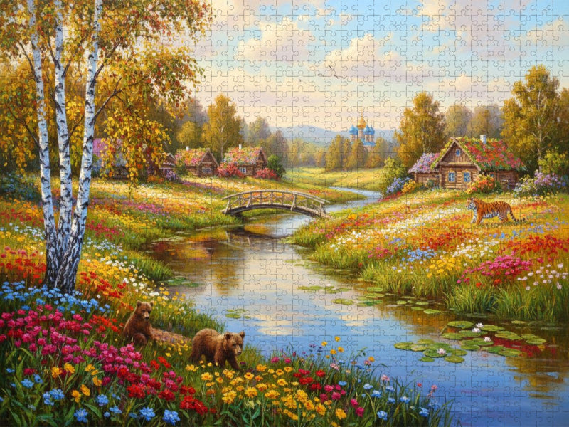 Weite der Taiga - Landschaft mit Tiger und Bären - CALVENDO Foto-Puzzle'