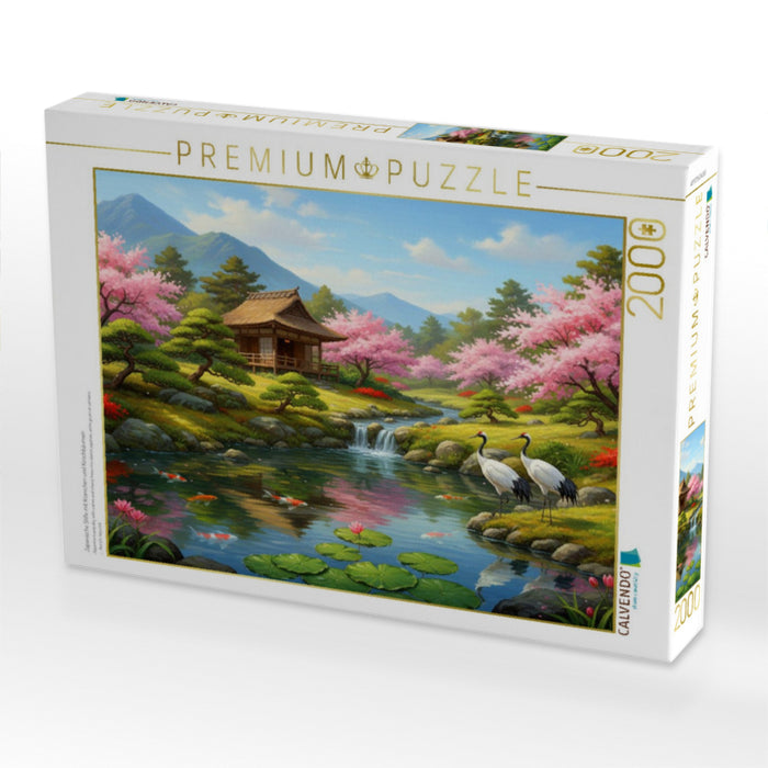 Japanische Stille mit Kranichen und Kirschbäumen - CALVENDO Foto-Puzzle'