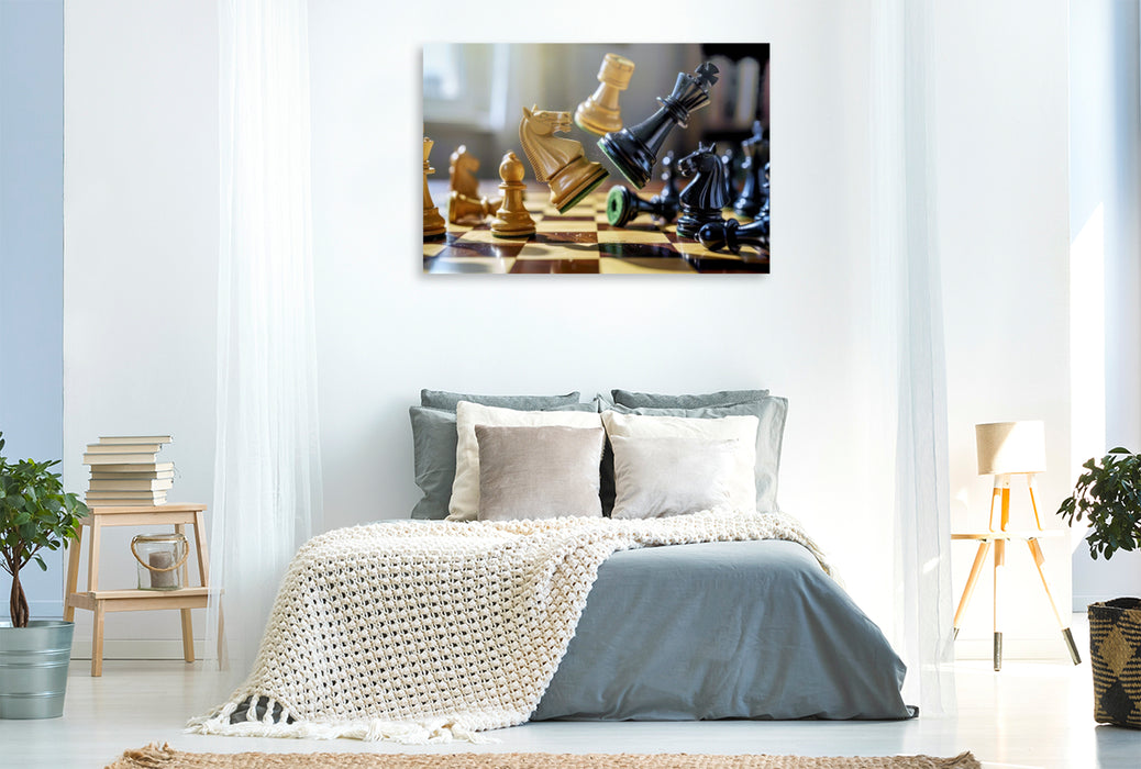 Premium Textil-Leinwand Ein Motiv aus dem Kalender Strategie auf dem Schachbrett