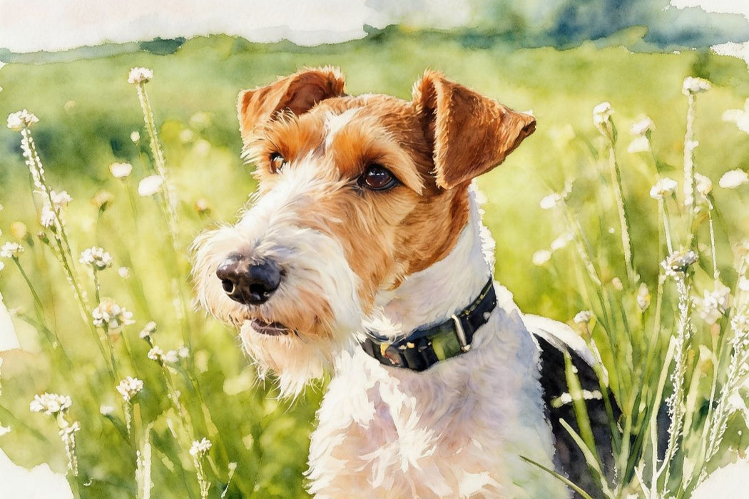 Premium Textil-Leinwand Drahthaar-Foxterrier