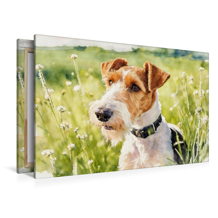 Premium Textil-Leinwand Drahthaar-Foxterrier