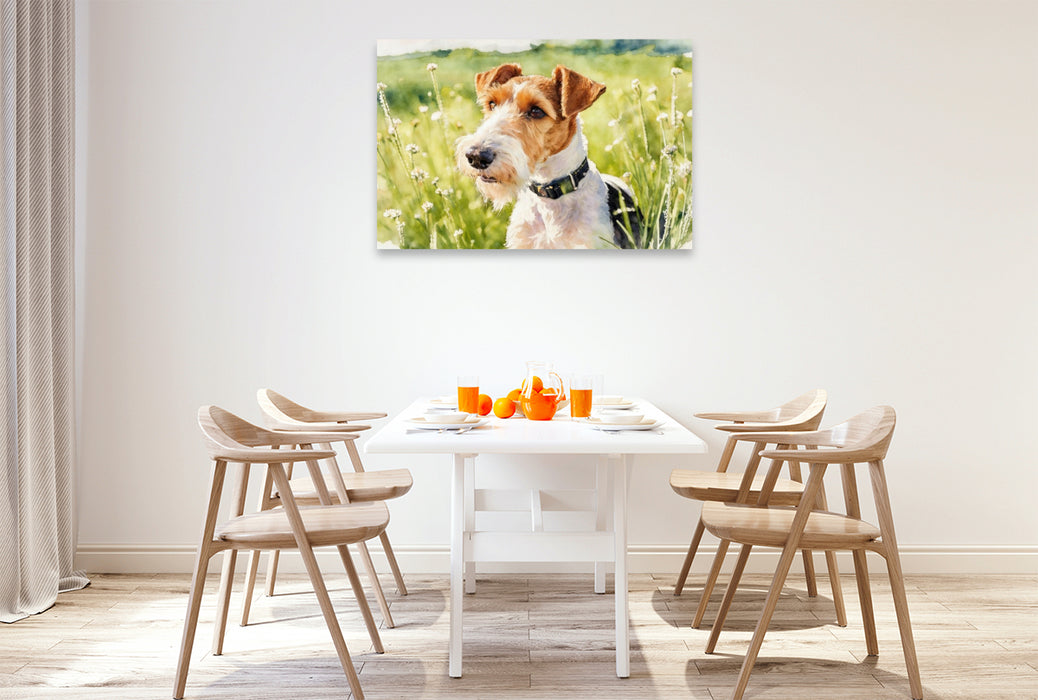 Premium Textil-Leinwand Drahthaar-Foxterrier