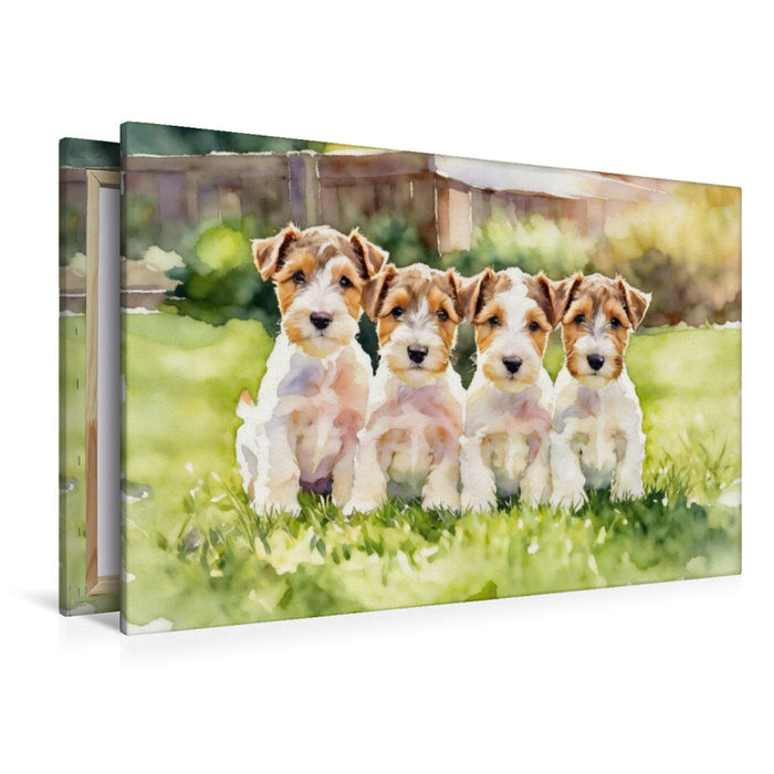Premium Textil-Leinwand Drahthaar Foxterrier
