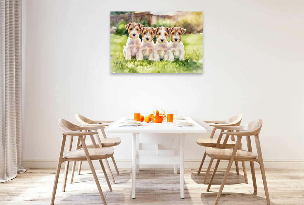 Premium Textil-Leinwand Drahthaar Foxterrier