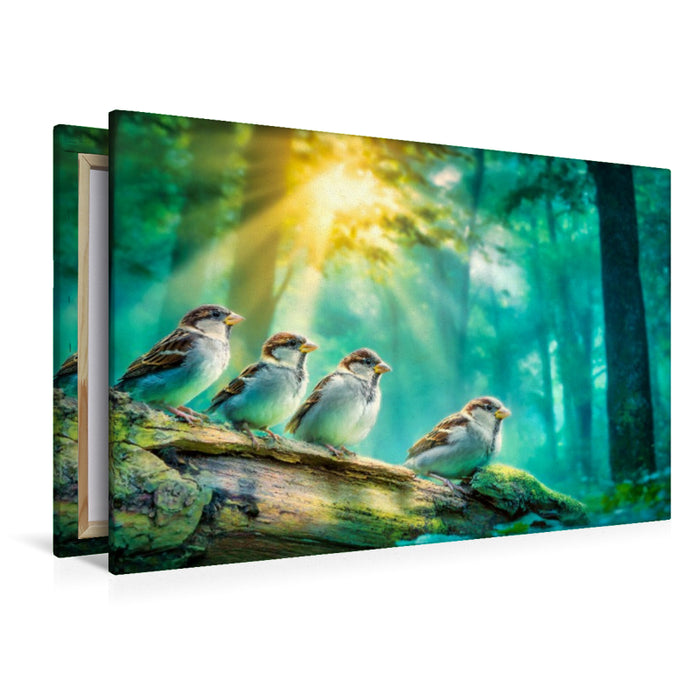 Premium Textil-Leinwand Flatterhafte Freunde
