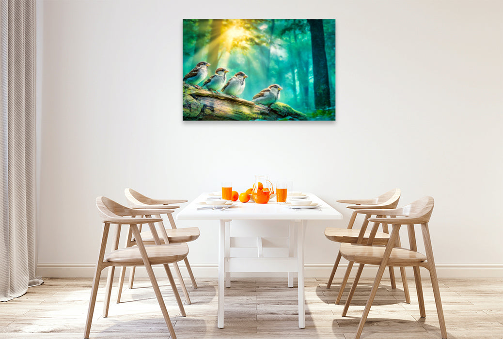 Premium Textil-Leinwand Flatterhafte Freunde