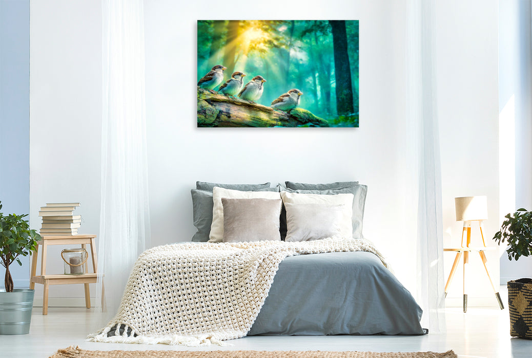 Premium Textil-Leinwand Flatterhafte Freunde