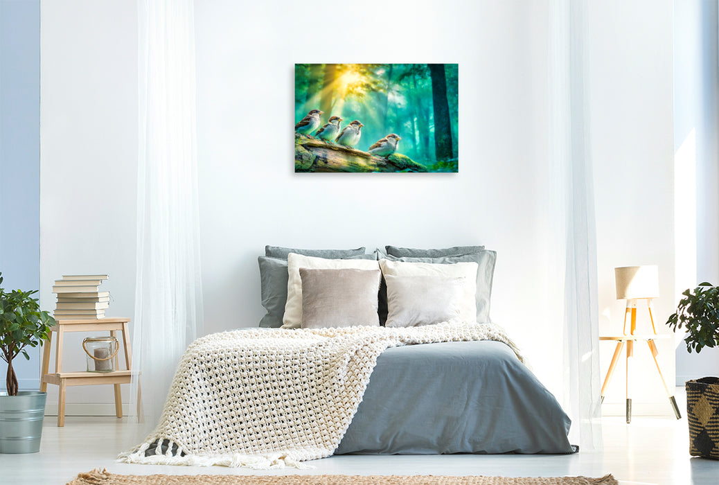 Premium Textil-Leinwand Flatterhafte Freunde