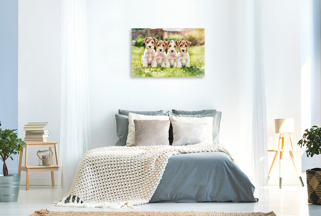 Premium Textil-Leinwand Drahthaar Foxterrier