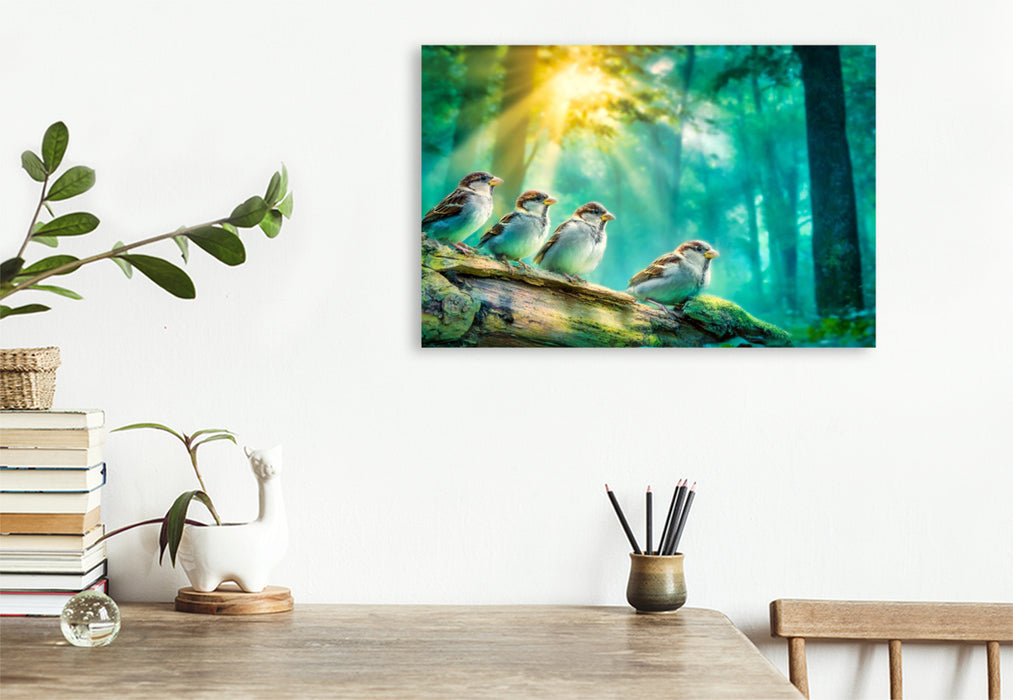 Premium Textil-Leinwand Flatterhafte Freunde