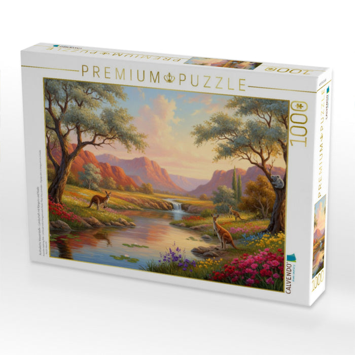 Australische Wasserstelle - Landschaft mit Känguru und Koala - CALVENDO Foto-Puzzle'