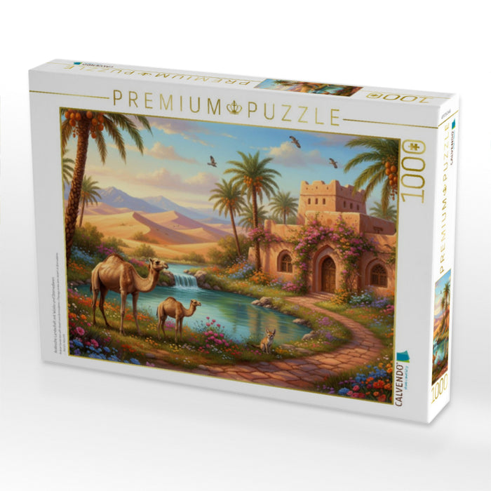 Arabische Landschaft mit Wüste und Dromedaren - CALVENDO Foto-Puzzle'