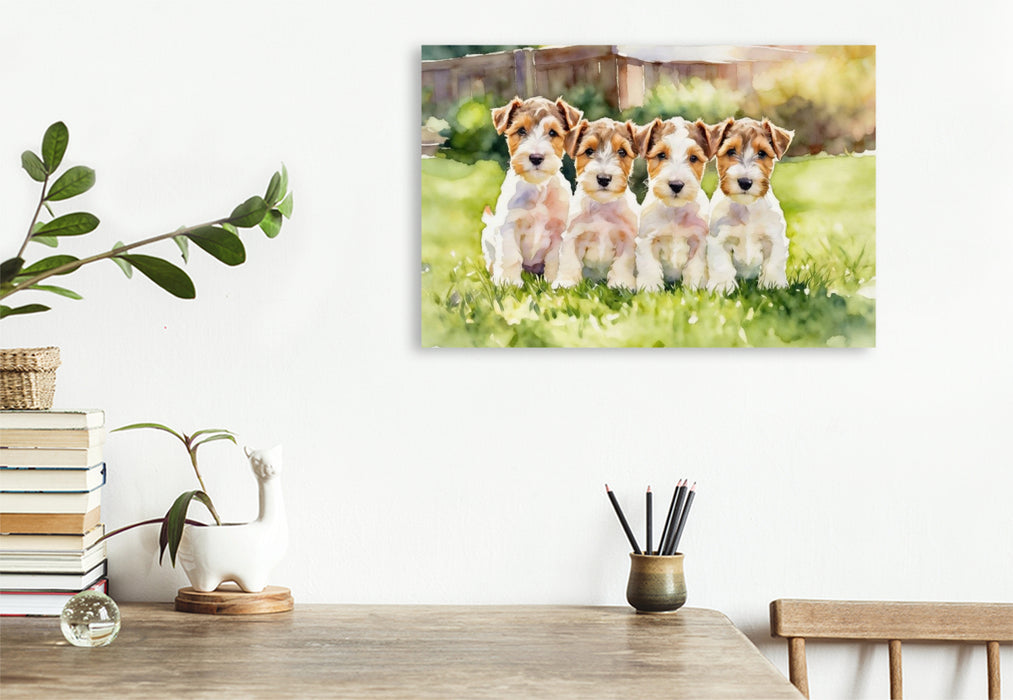 Premium Textil-Leinwand Drahthaar Foxterrier