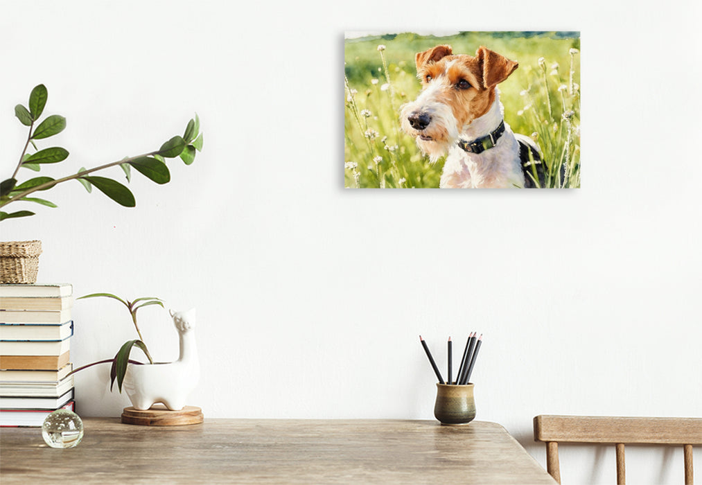 Premium Textil-Leinwand Drahthaar-Foxterrier