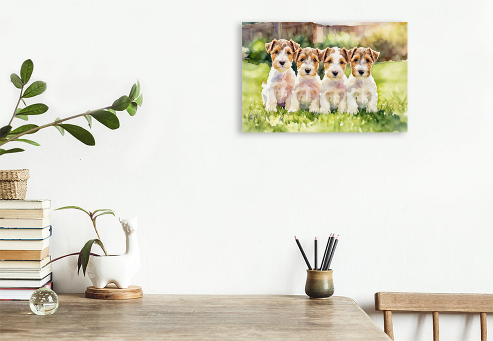 Premium Textil-Leinwand Drahthaar Foxterrier