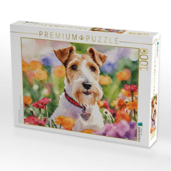 Foxterrier Im Blütenmeer - CALVENDO Foto-Puzzle'