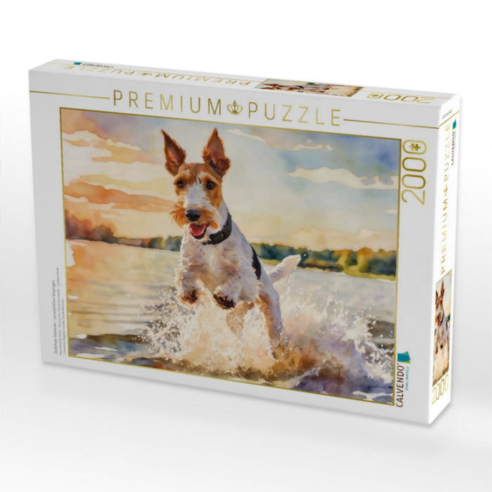 Drahthaar-Foxterrier - sommerliches Vergnügen - CALVENDO Foto-Puzzle'