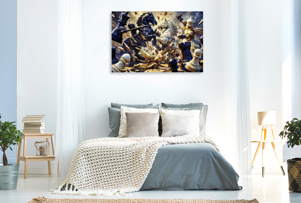 Premium Textil-Leinwand Schach, für alle, die gern mit Köpfchen gewinnen.