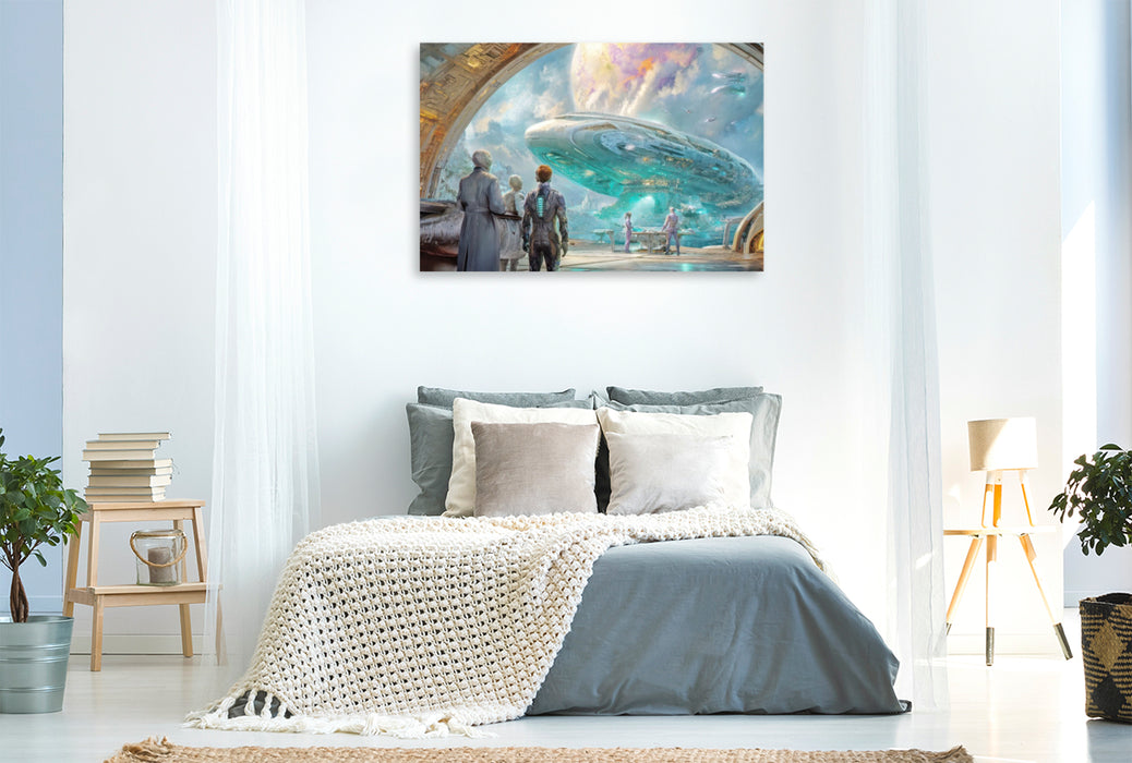 Premium Textil-Leinwand Viel Abenteuer im Kosmos
