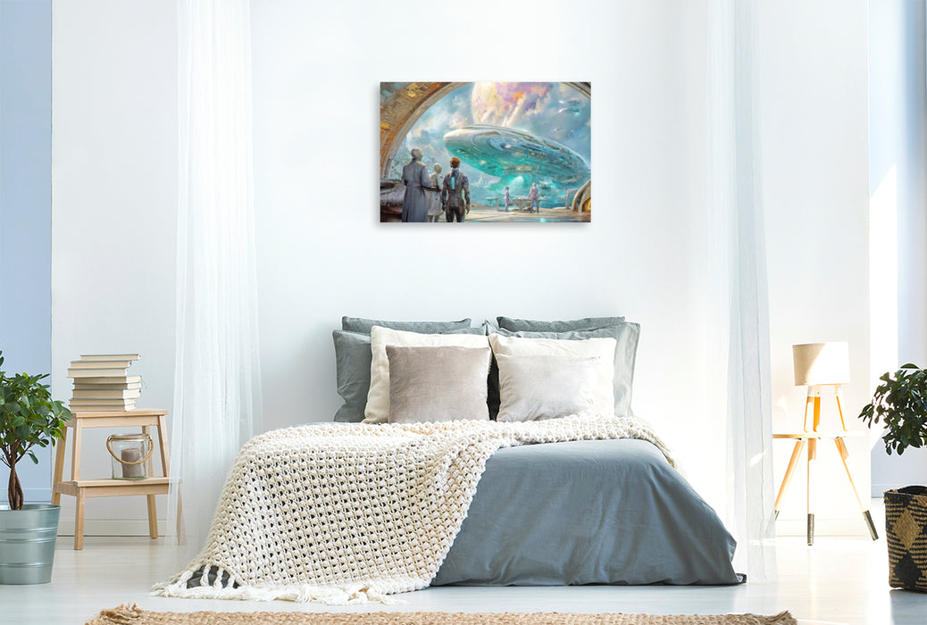 Premium Textil-Leinwand Viel Abenteuer im Kosmos