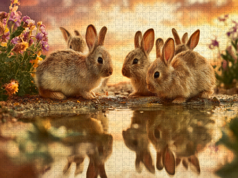 Glück spiegelt sich in kleinen Hasenaugen - CALVENDO Foto-Puzzle'