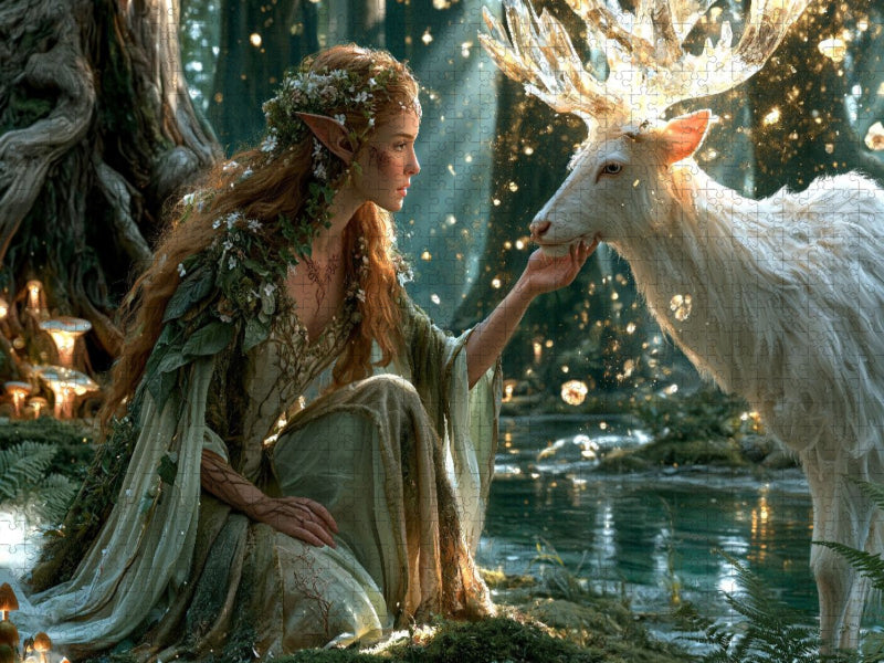Sagenhafte Gefährten - Die Druidin - CALVENDO Foto-Puzzle'