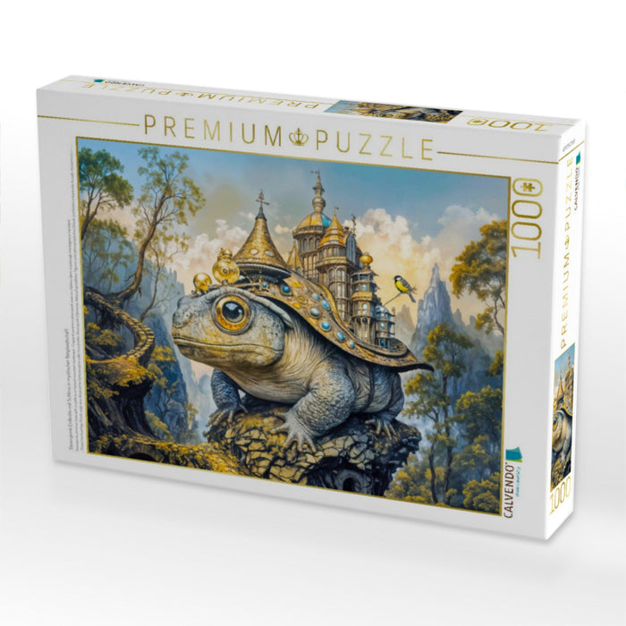 Steampunk Erdkröte mit Schloss in mystischer Berglandschaft - CALVENDO Foto-Puzzle'
