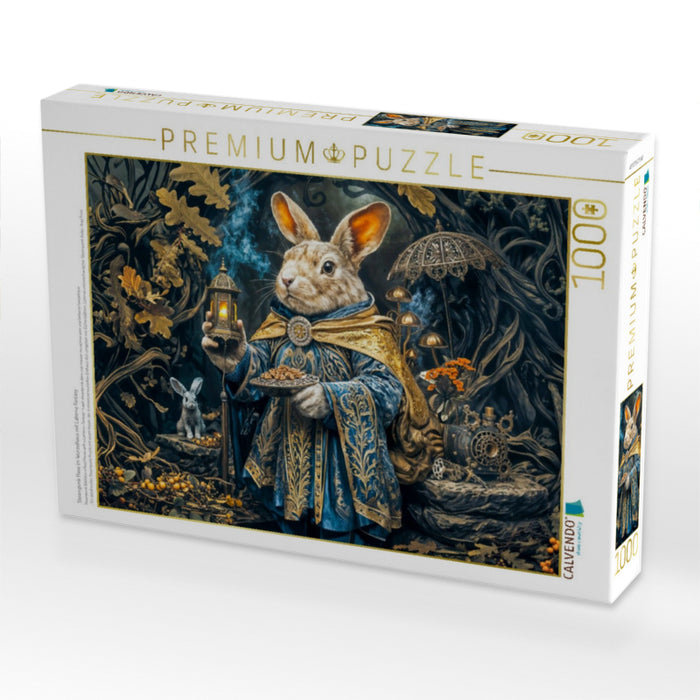Steampunk Hase im Wurzelhaus mit Laterne Fantasy - CALVENDO Foto-Puzzle'