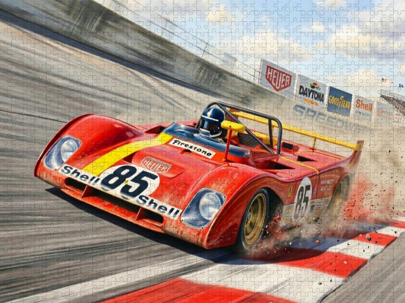Mario Andretti und Jacky Ickx wurden im Ferrari 312PB Erste beim 6-Stunden-Rennen von Watkins Glen 1972. - CALVENDO Foto-Puzzle'