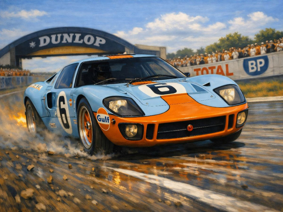 In der vorletzten Kurve sicherte Jacky Ickx nach 24 Stunden den Sieg für Ford in Le Mans. - CALVENDO Foto-Puzzle'