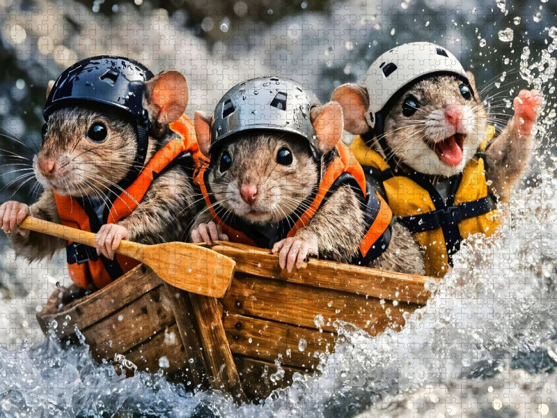 Flusspfoten - Raftingspass der Mäuse - CALVENDO Foto-Puzzle'