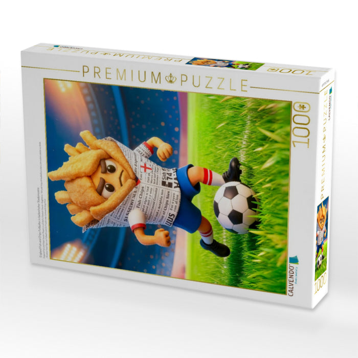 England Fish and Chips Fußballer in farbenfroher Stadionszene - CALVENDO Foto-Puzzle'