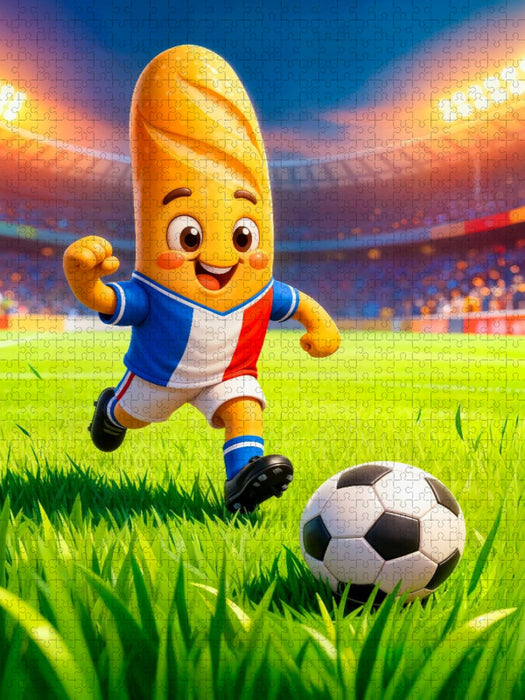 ranzösisches Baguette Fußballer in lebendiger Stadionszene - CALVENDO Foto-Puzzle'