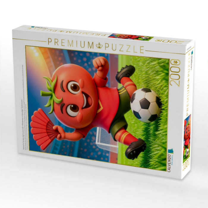 Spanische Tomate zeigt humorvolle Fußballpower in lebendiger Stadionszene - CALVENDO Foto-Puzzle'
