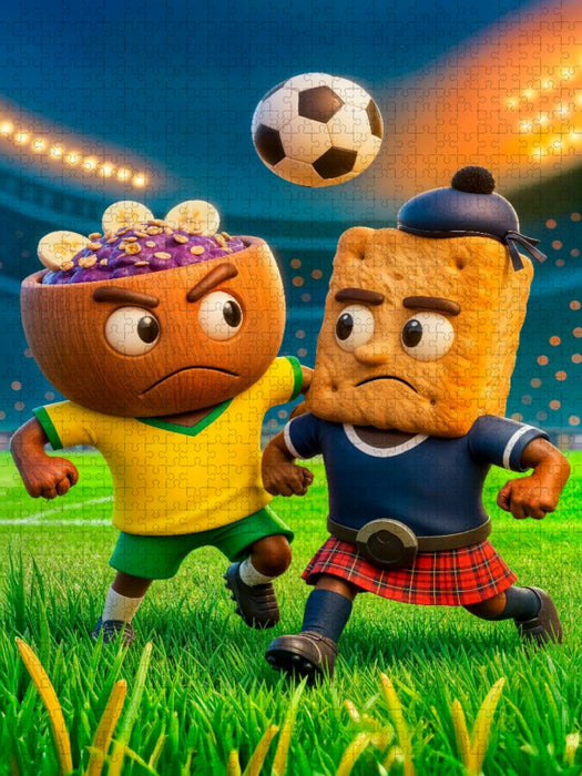 Brasilien Açaí‑Bowl gegen Schottland Shortbread Fußballmotiv - CALVENDO Foto-Puzzle'