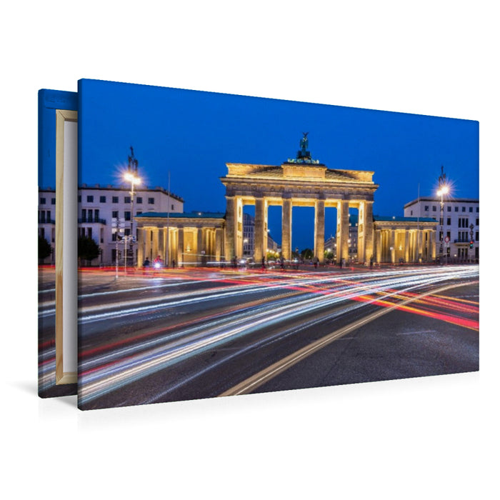 Premium Textil-Leinwand Brandenburger Tor - Abendliche Berliner Dynamik