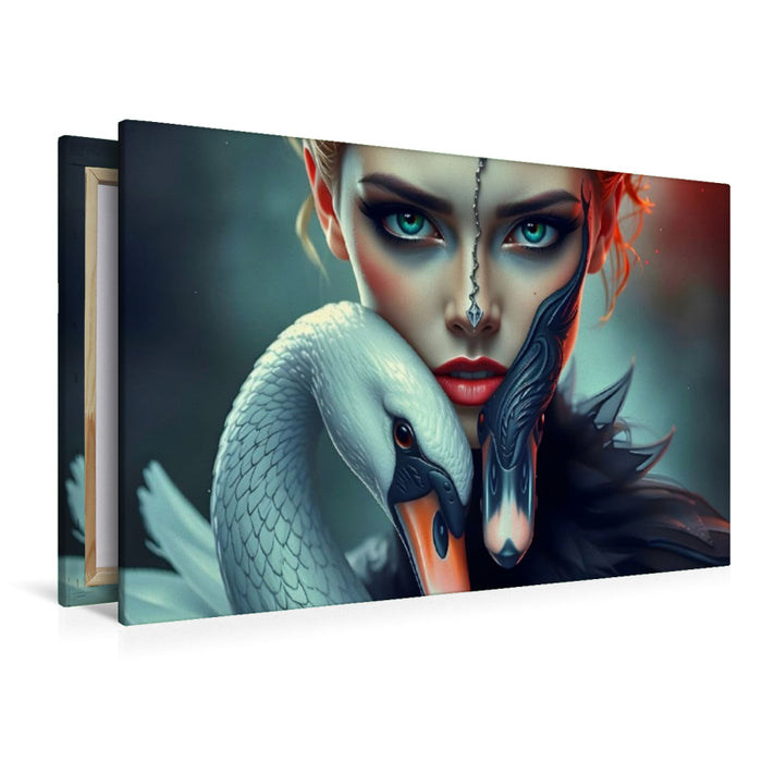 Premium Textil-Leinwand Schwanenfluch