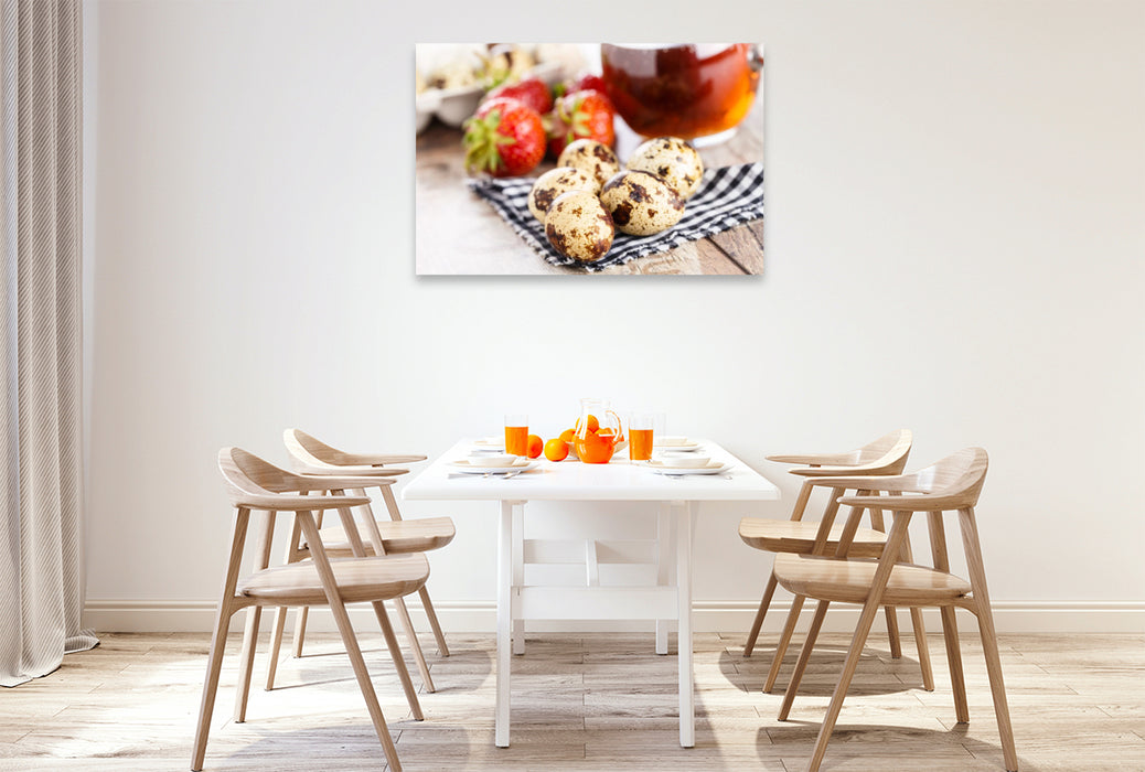 Premium Textil-Leinwand Wachteleier