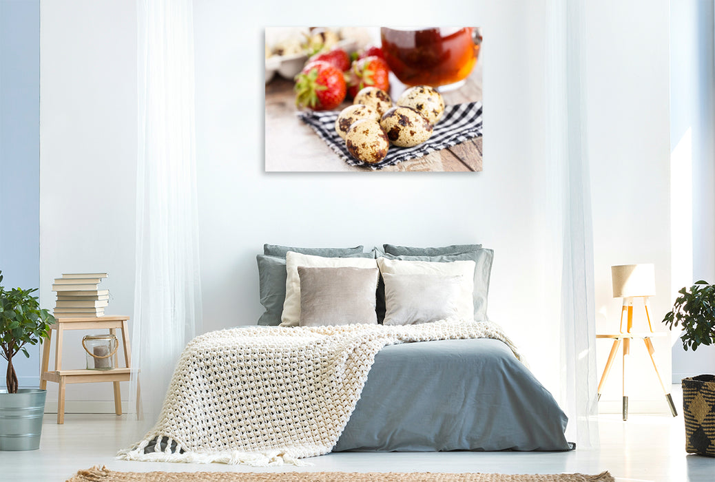 Premium Textil-Leinwand Wachteleier