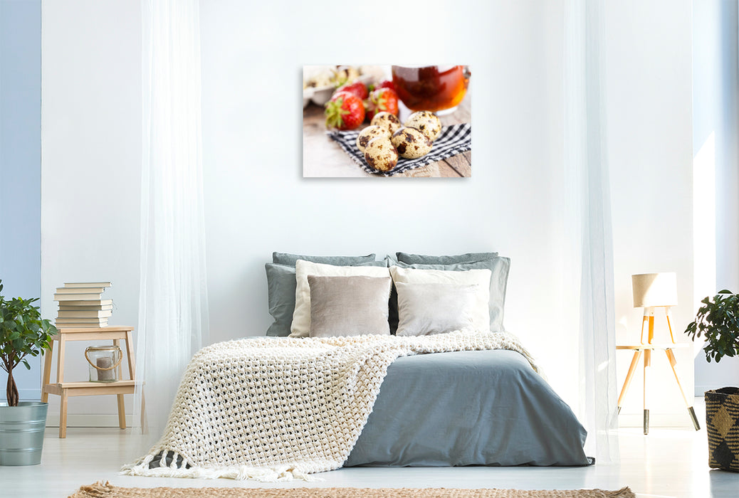 Premium Textil-Leinwand Wachteleier